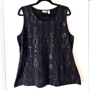 Chico’s XL black sequin front embellished sleeveless shell tank